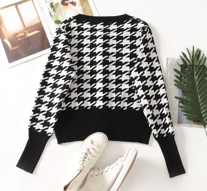 【set】韓国千鳥格のカットソーのキャミソール2点セット