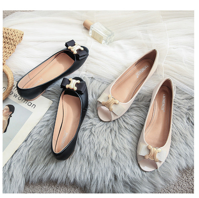 【Shoes】オープントゥフラットシューズ W13353