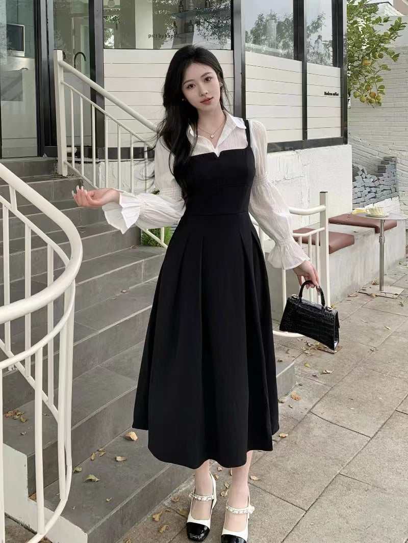 【Dress】新品フェイクレイヤードドレス W13102