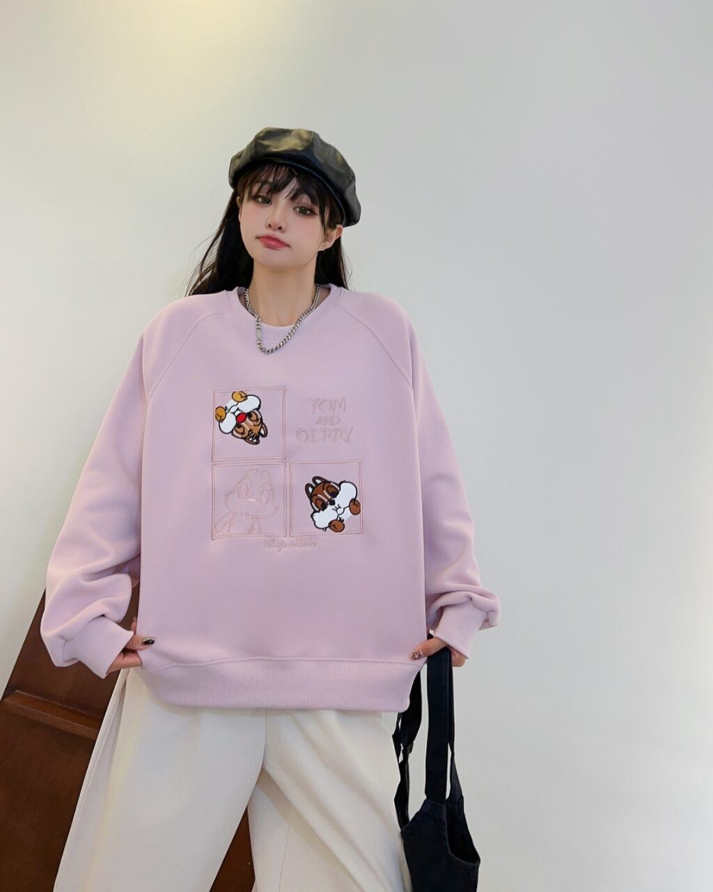 【tops】oversize刺繍スウェットK0119