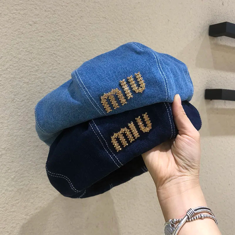 【雑貨】大人可愛いデニムベレー帽 T01427