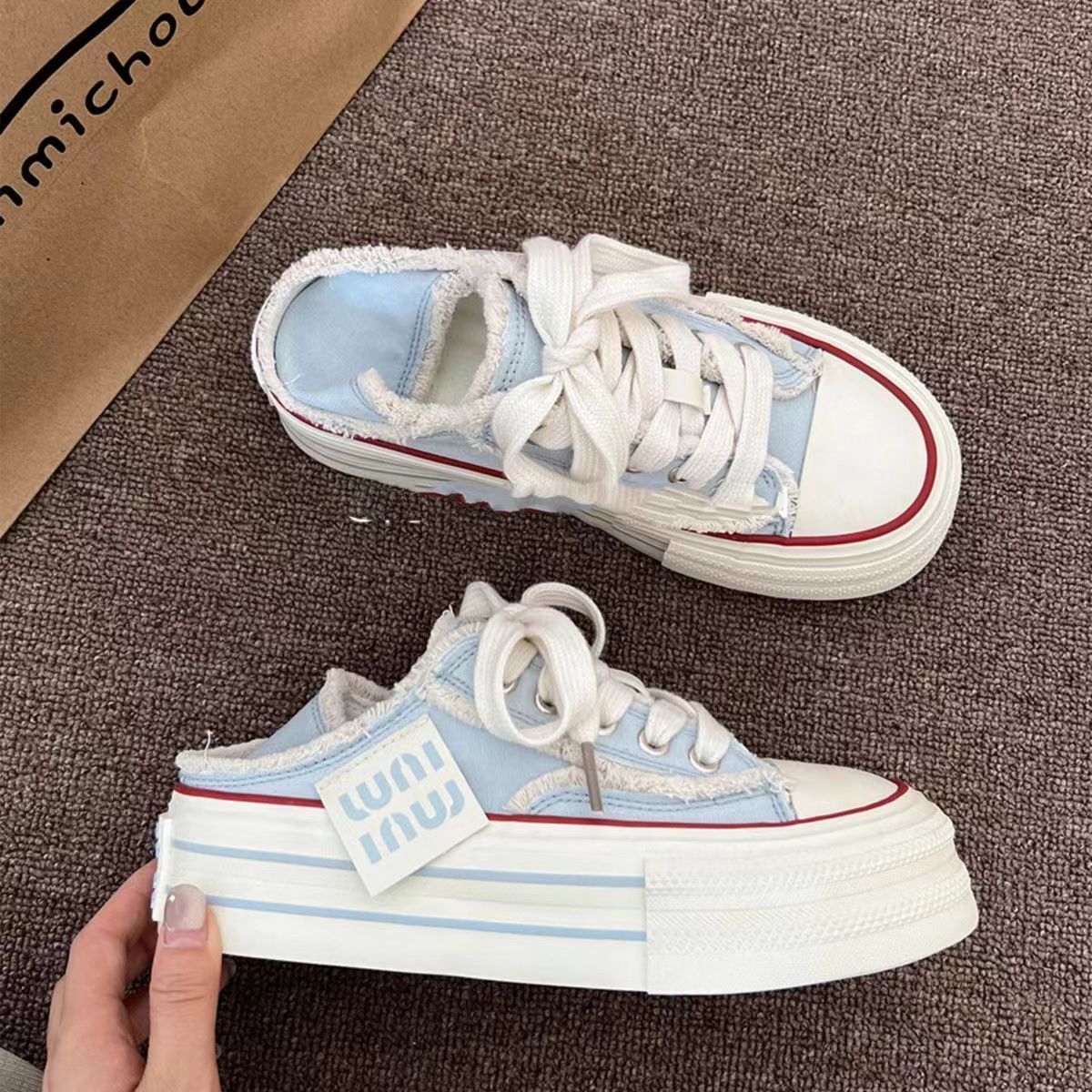 【Shoes】3色厚底スリッポンキャンバスシューズ T01591