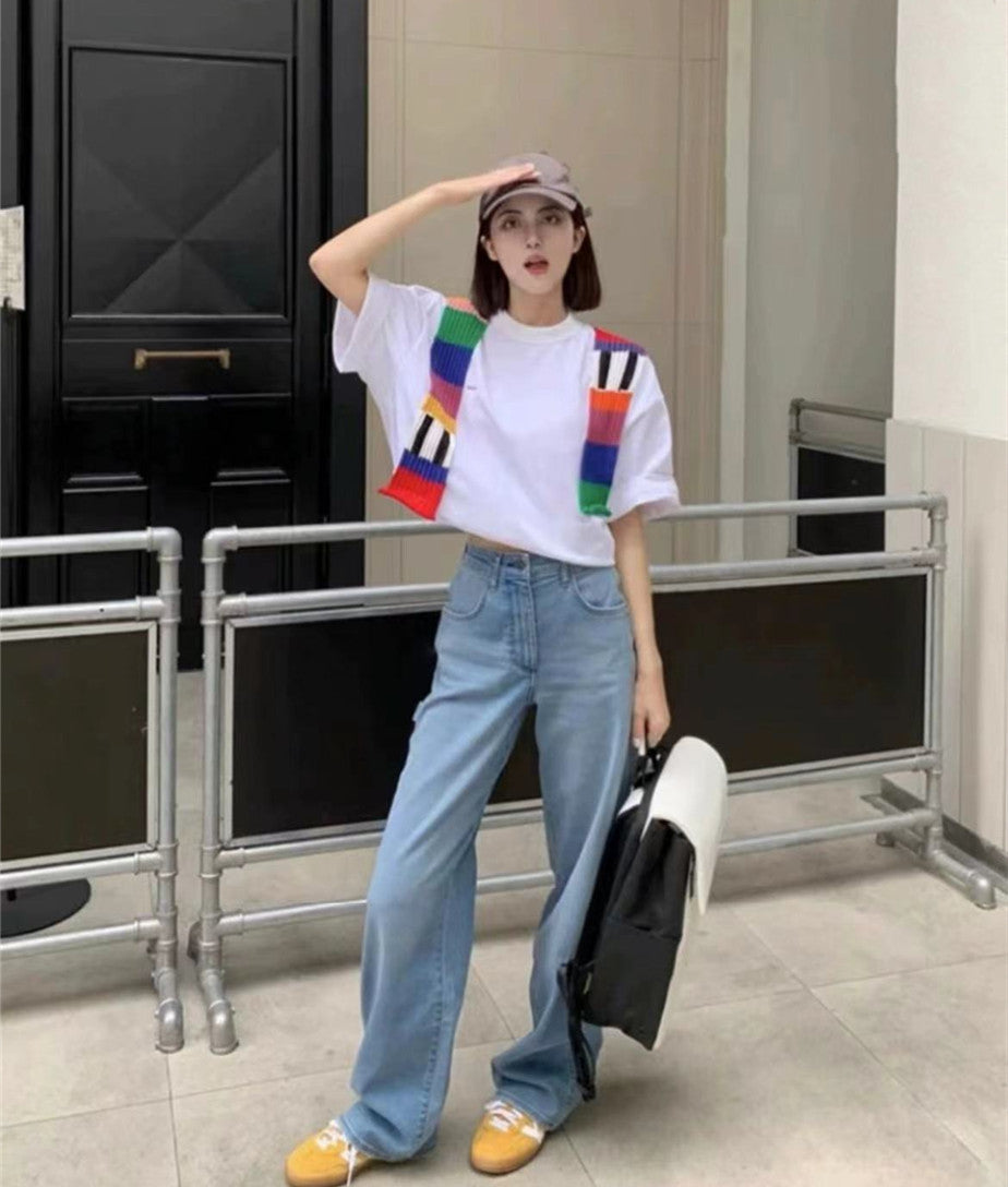 【Tops】切り替えデザインTシャツ W12714