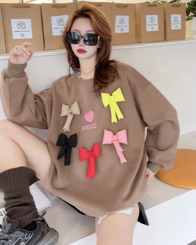 【tops】リボン付きスウェット N2411