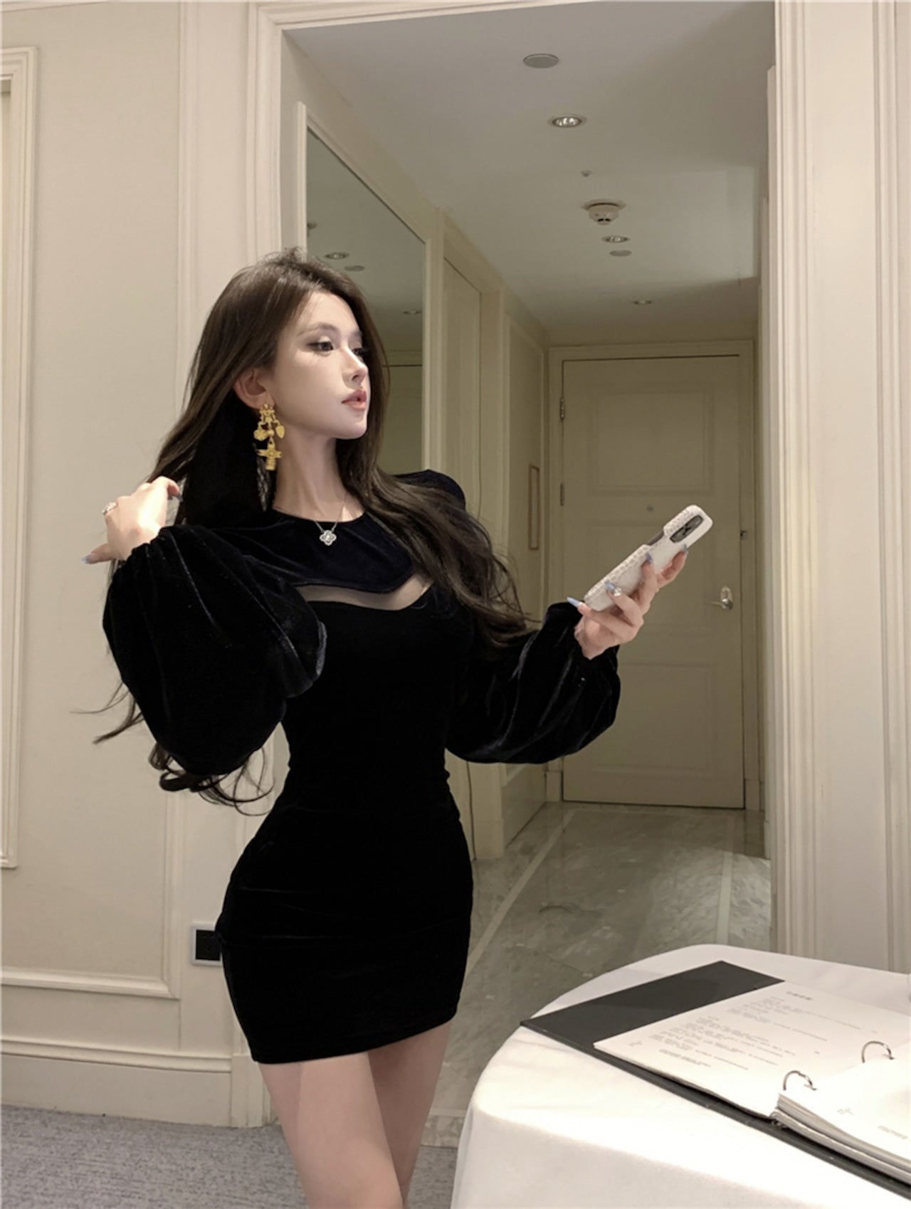 【Dress】チュールドッキングミニワンピース N2952
