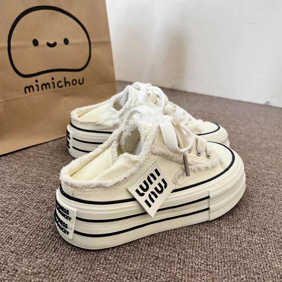 【Shoes】3色厚底スリッポンキャンバスシューズ T01591
