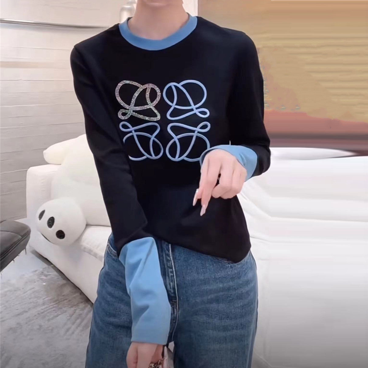 【Tops】配色Tシャツ W13703