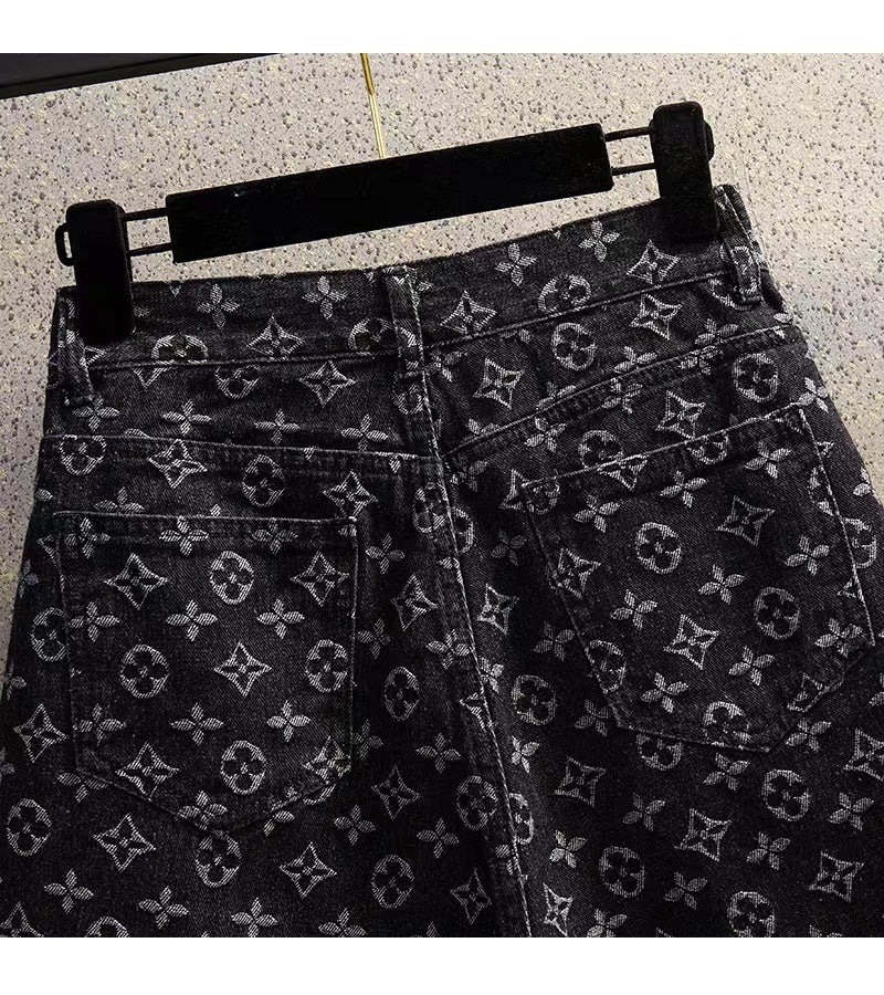 【Bottoms】新入荷~プリントデニムショートパンツ W9918