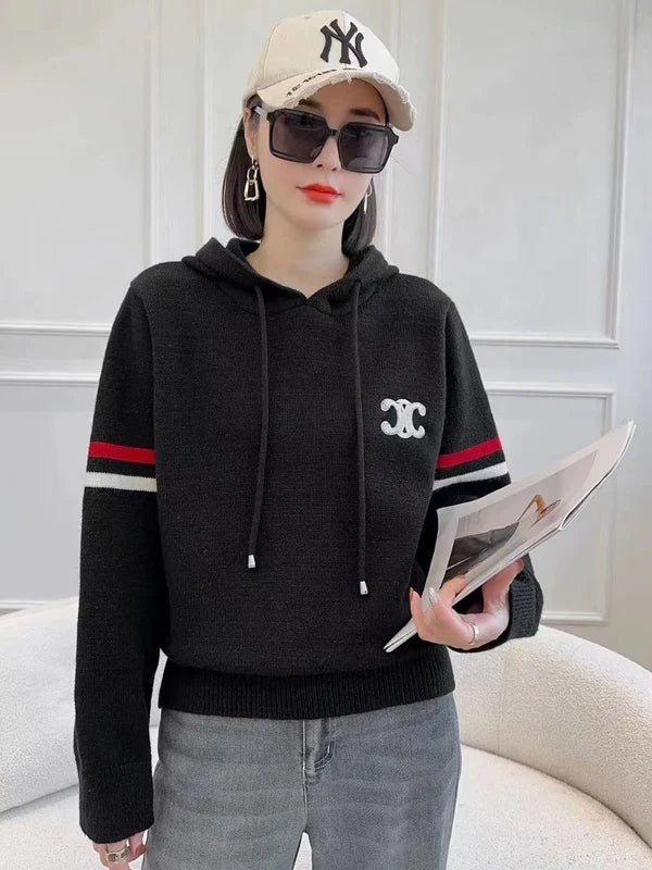 【Tops】フード付きニット W13338