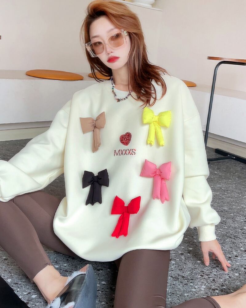 【tops】リボン付きスウェット N2411