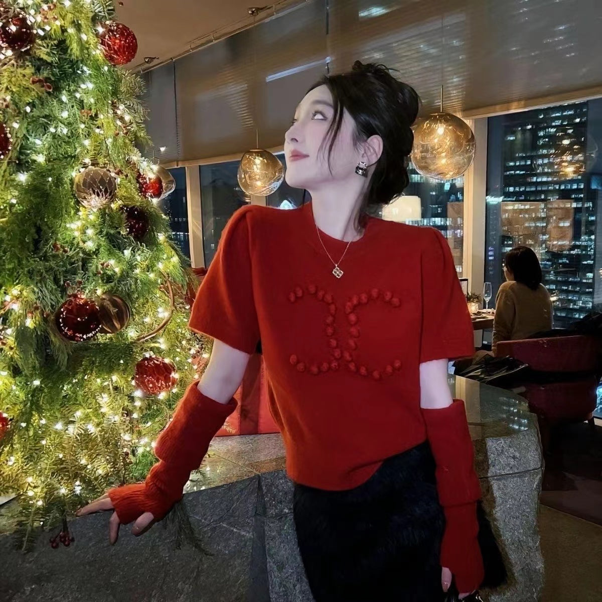 【Tops】4色選択可可愛いニット W13329