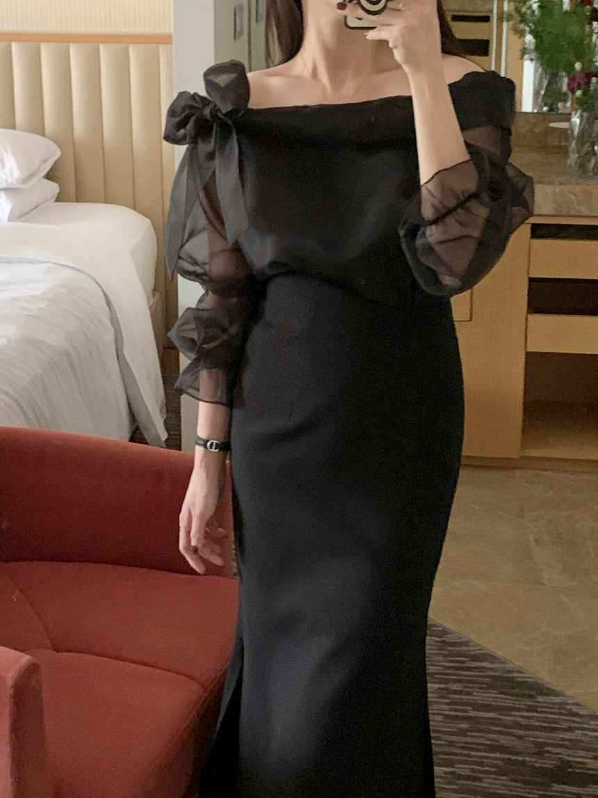 【Tops】高級感チュールブラウス W13213