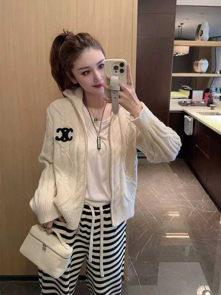 【Outer】配色ニットカーディガン W13136