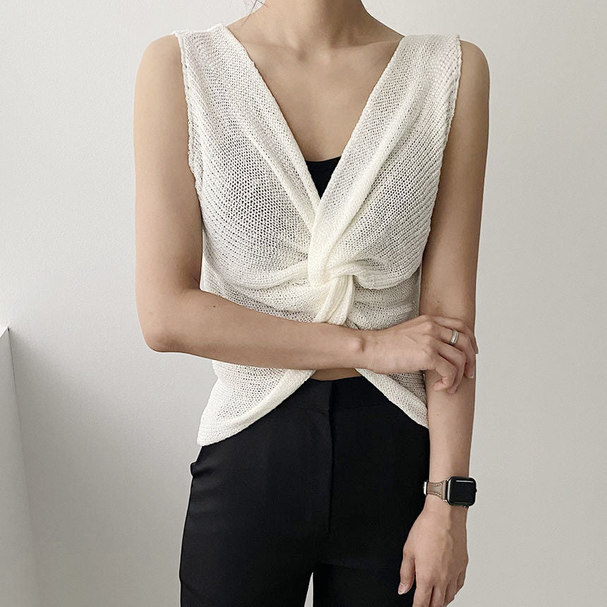 【Tops】3色展開ニットタンクトップ W13746