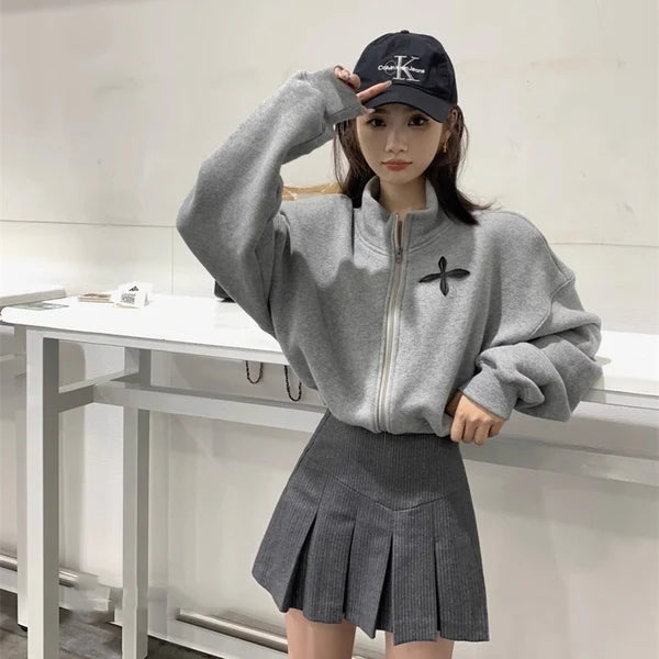 【Outer】ショート丈ジップパーカー W13034