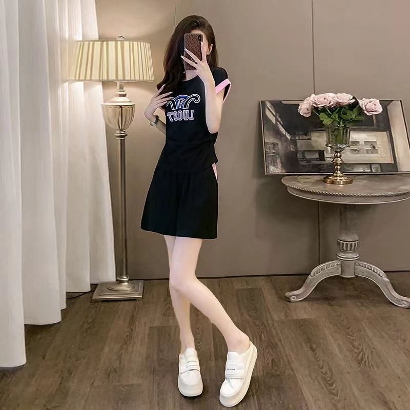 【Set】Tシャツ+ショートパンツ2点セット   W12703