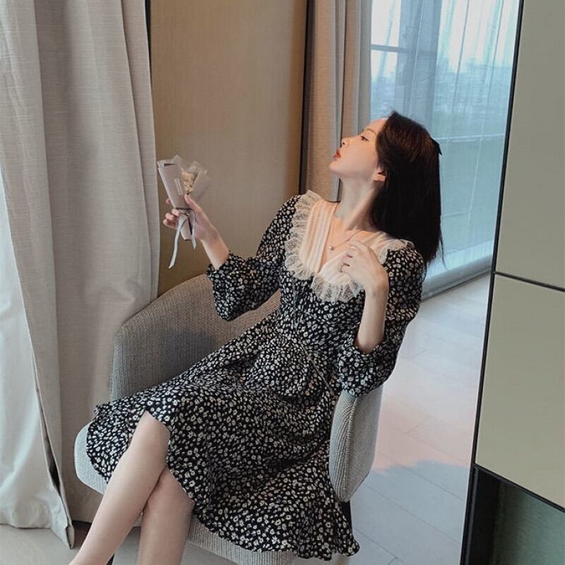 【dress】美人度アップレトロスウィート森ガールドールカラーセーター花柄気質スカート