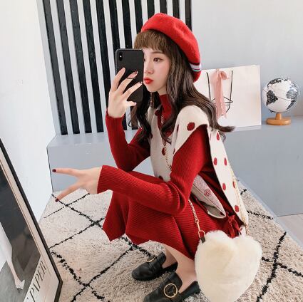 【set】超人気商品新商品ドット柄セーター2点セット