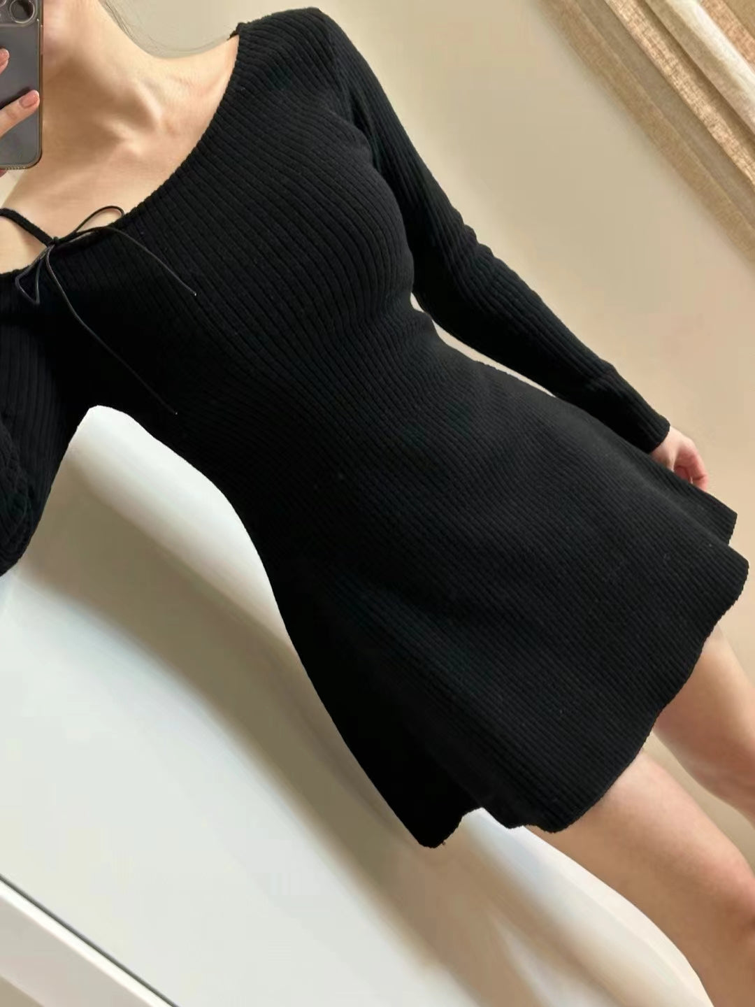 【Dress】ワンショルダーニットワンピース W13422