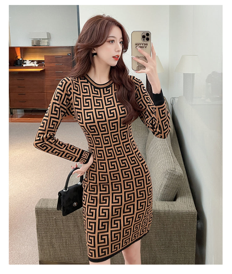 【Dress】ジャカードニットワンピース W13714