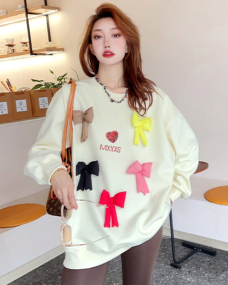 【tops】リボン付きスウェット N2411