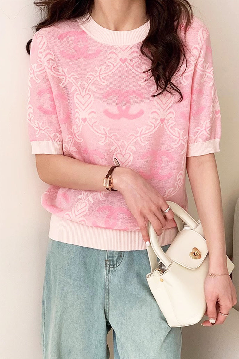 【Tops】薄い半袖ニット W13282