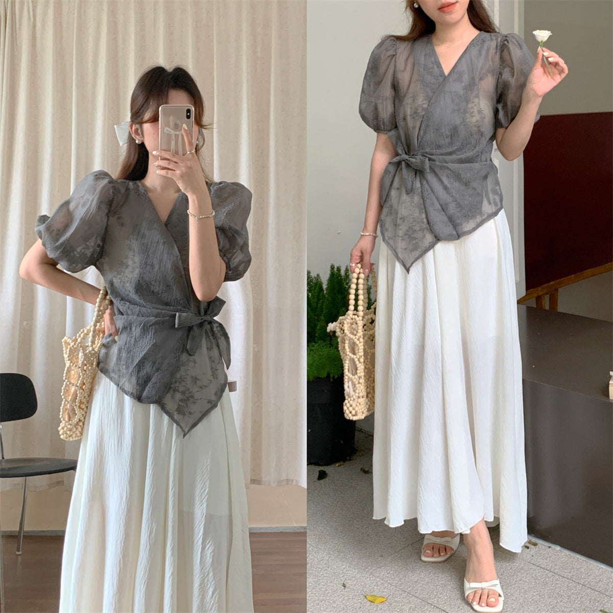 【Set】ブラウス×スカート2点セット W11939