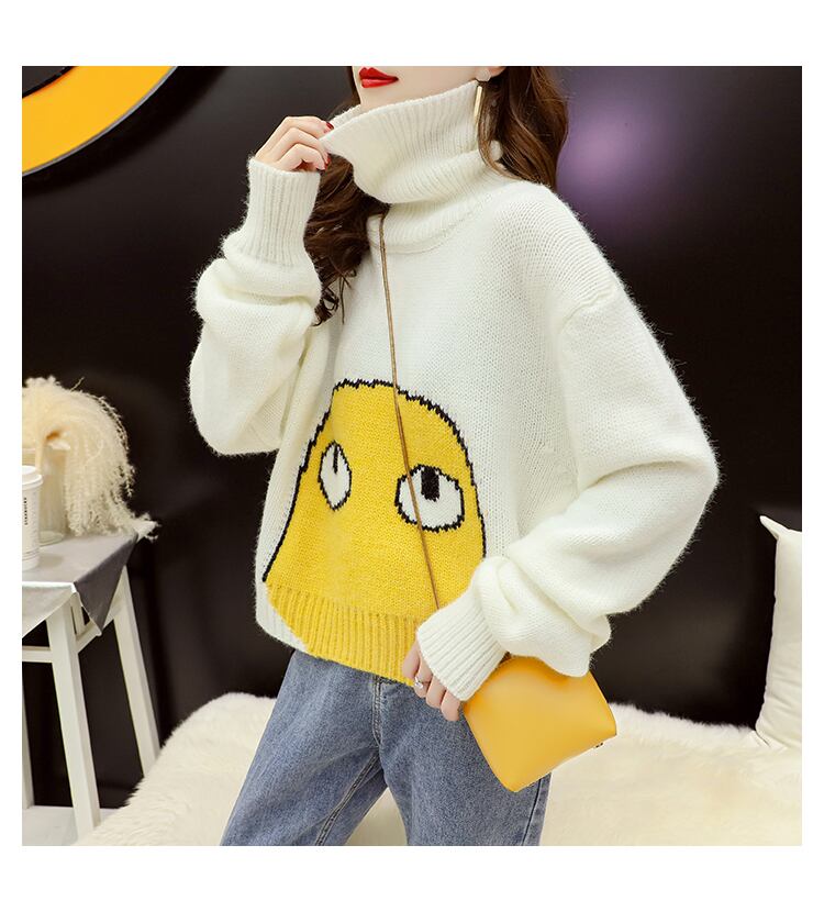 【tops】今季マストバイハイネックカートゥーンニットセーター2色