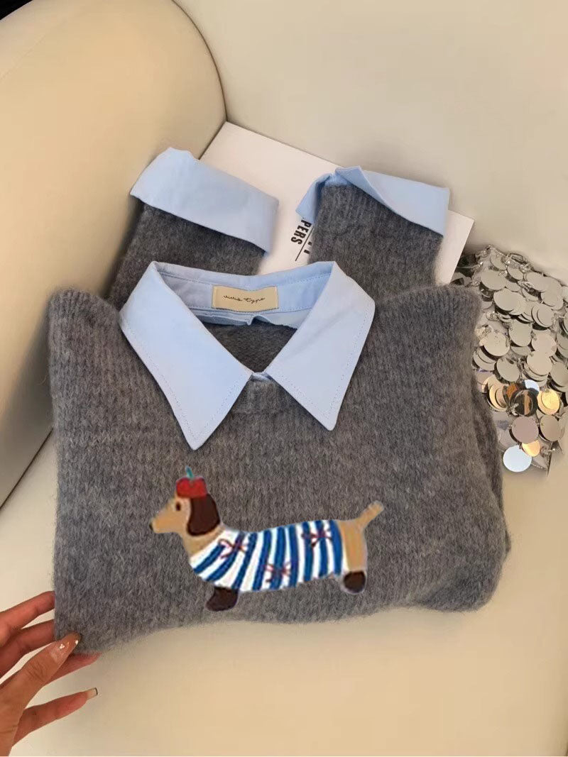 【Tops】フェイクレイヤードセーター W14307