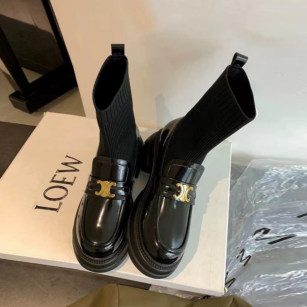 【Shoes】切り替えデザインフラットシューズ W14200