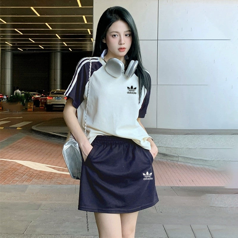 【Set】配色セット Tシャツ+ スカート W12671