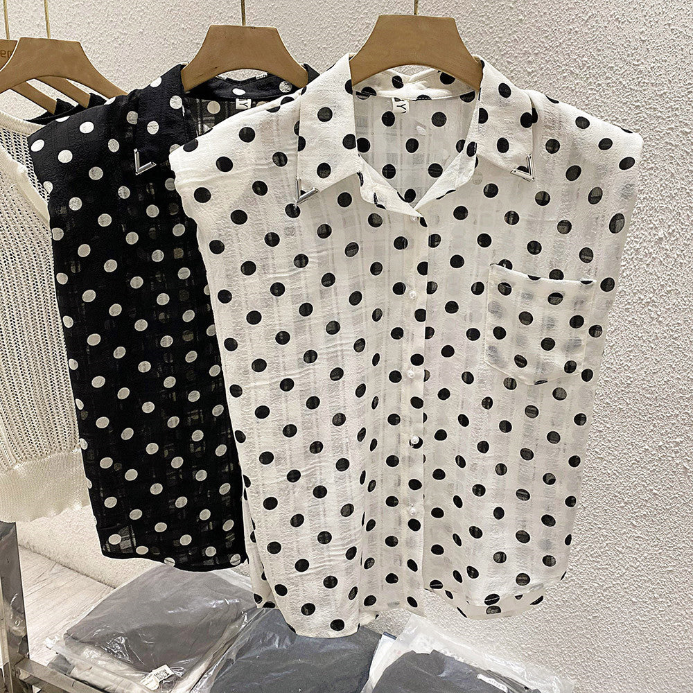 【Tops】ドット柄シャツ W12017