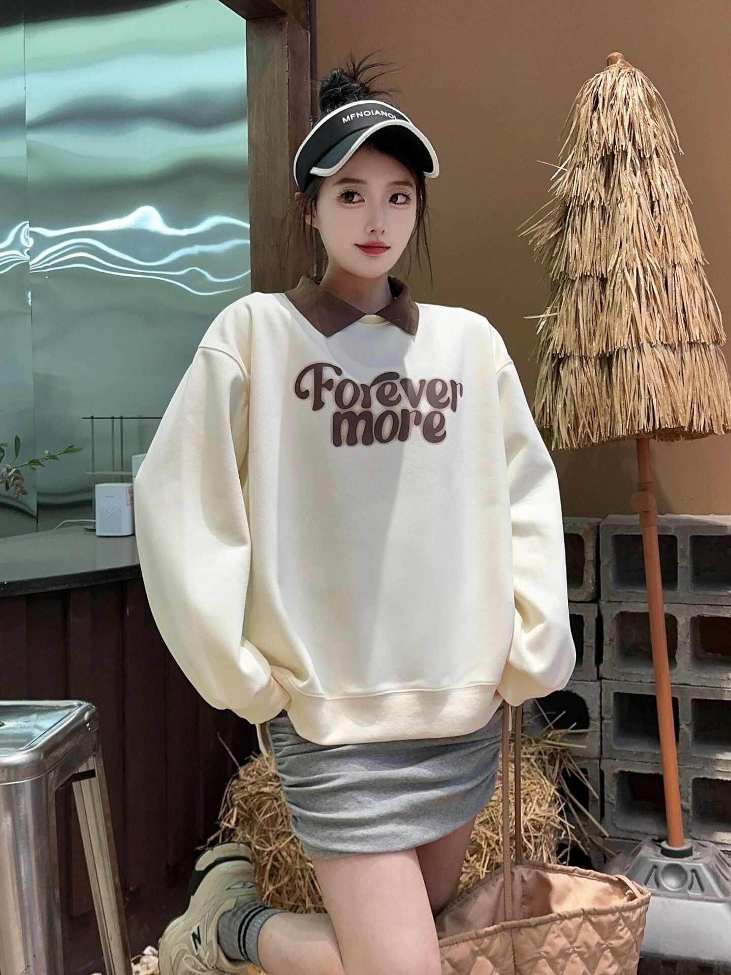 【tops】POLOネックプリントスウェット K0115