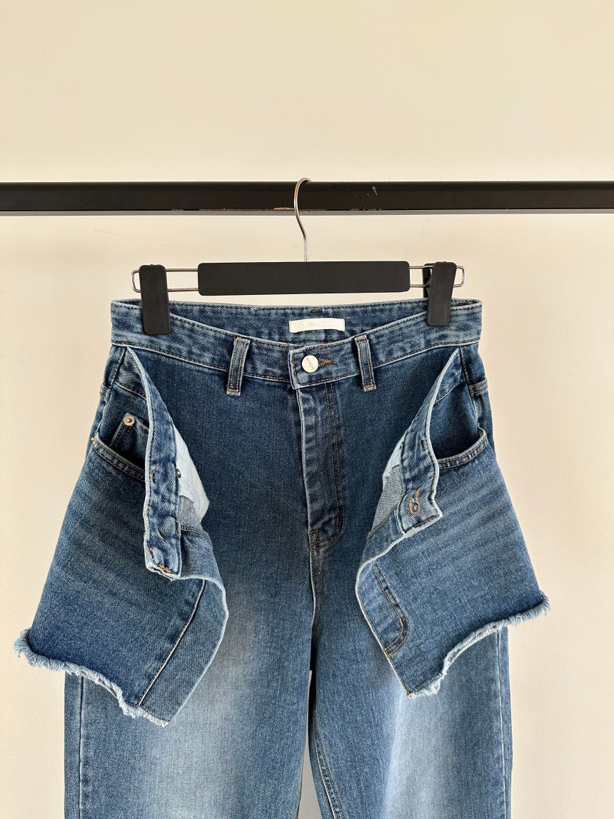 【Bottoms】切り替えデザインデニムパンツ W14057