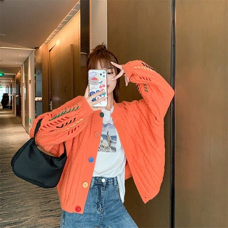 【outer】ファッションend清新!ランタンスリーブカーディガン3色