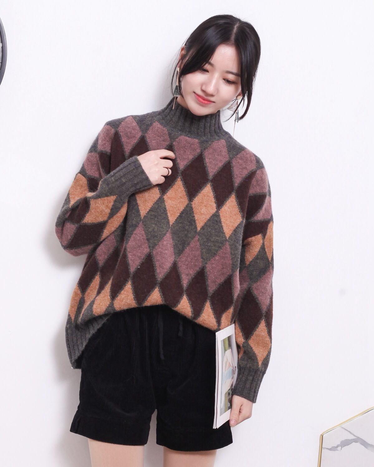 【tops】おしゃれ!原宿系レトロニットセーターゆったり2色