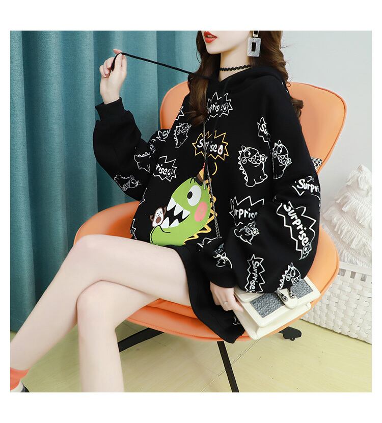 【tops】大人可愛い!カートゥーンパーカーゆったり3色