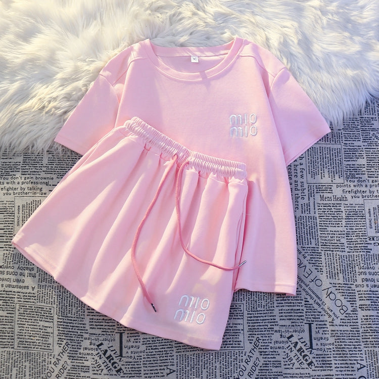 【Set】シンプル2点セットtシャツ+スカート W12686