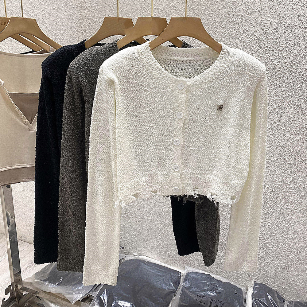 【Outer】ヴィンテージ加工ニットカーディガン W13300