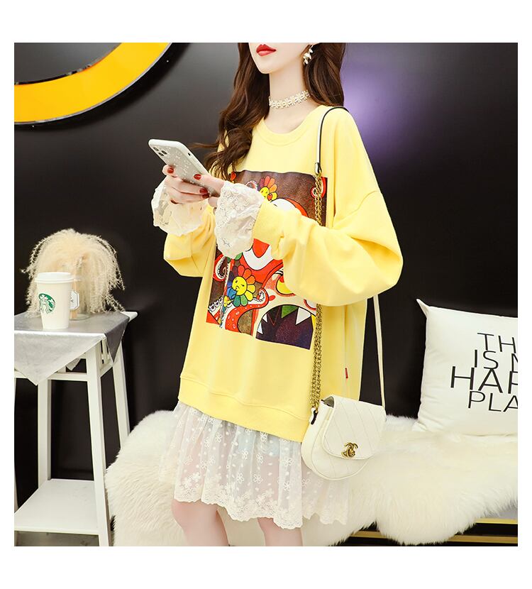 【dress】定番シンプルカジュアルレース切り替え2色ワンピース