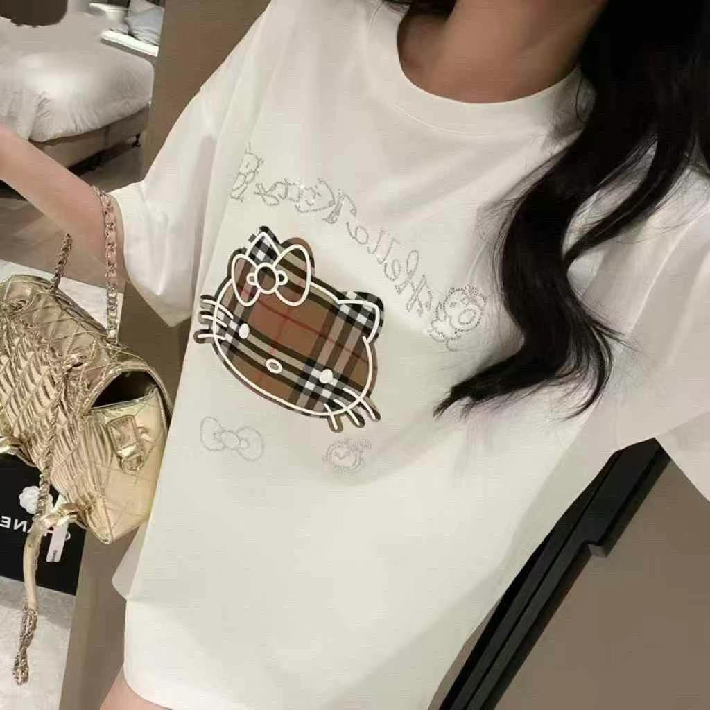 【Tops】かわいいチェーン猫半袖Tシャツ T01829