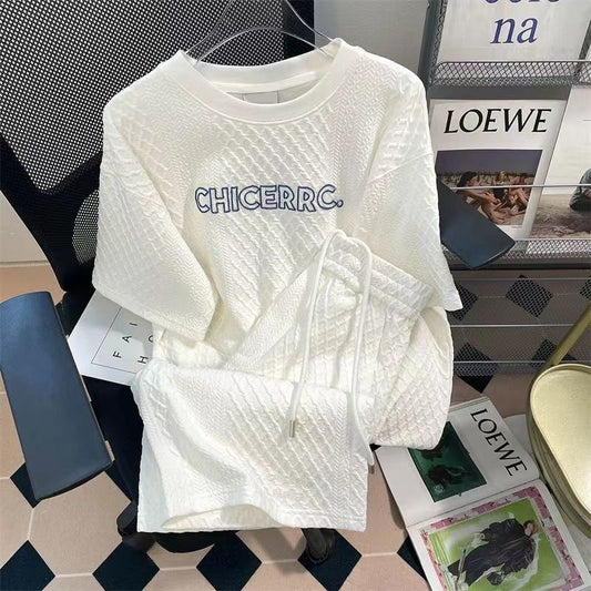 【Set】ワッフルゆったりカジュアル2点セット T01569