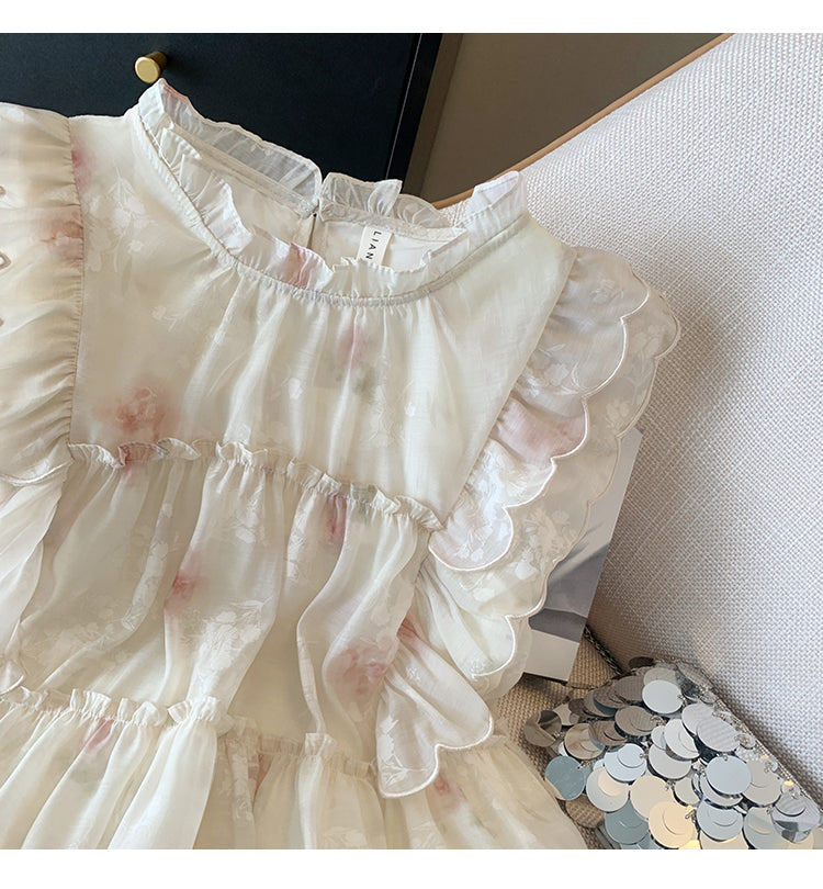 【Tops】フリル花柄ブラウス W11827