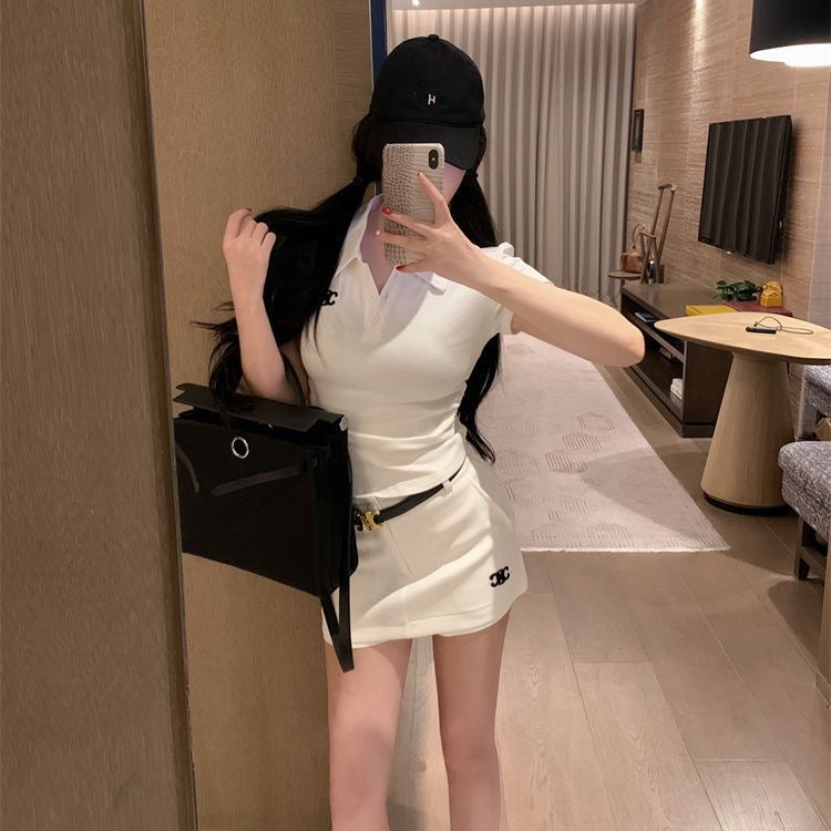 【Set】刺繡ロゴTシャツ+ショートパンツ2点セット T01481