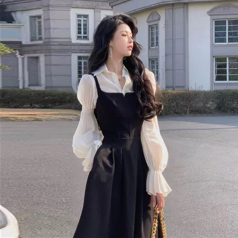 【Dress】新品フェイクレイヤードドレス W13102