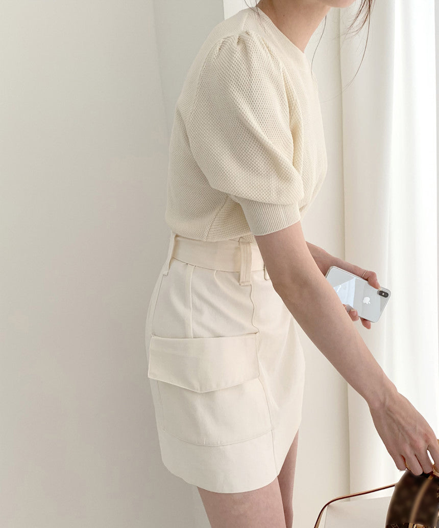 【Set】シンプルニット+スカートセット W11824