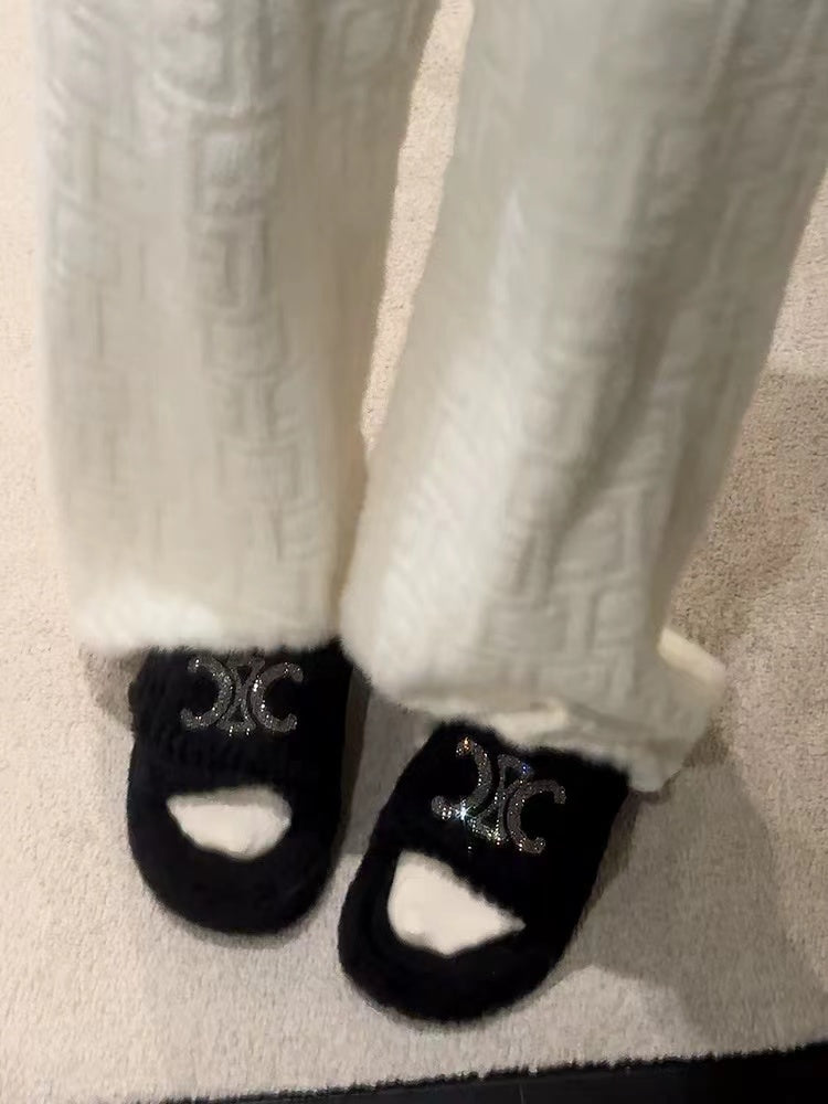【Shoes】可愛いファースリッパ W13364