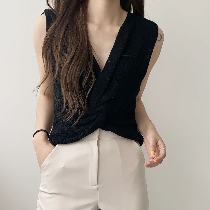 【Tops】3色展開ニットタンクトップ W13746
