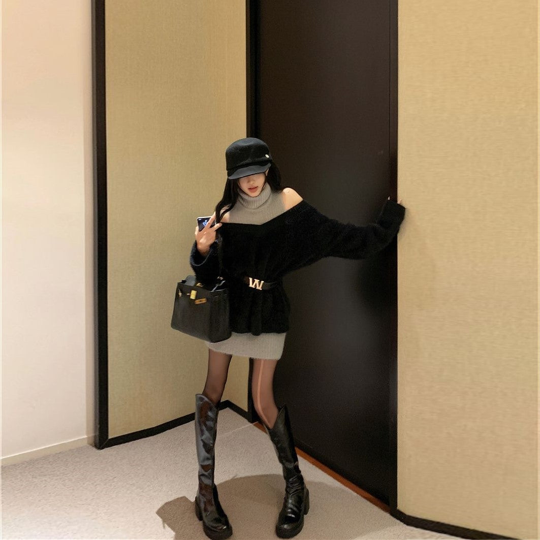 【Set】ワンピース+セーター 2点セット Z7921