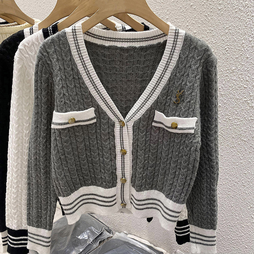【Outer】3色展開配色カーディカン W13131